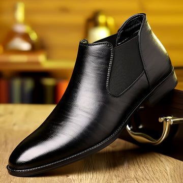 Xajzpa Plus Size Men's Luxurious Solid Ankle Chelsea Boots - Premium Wear-Resistant PU Leather Uppers, Slip-On Design, Breathable Lining, Cushioned Insoles, Durable Outsoles - Ideal for Business Occasions, Office Daily Footwe